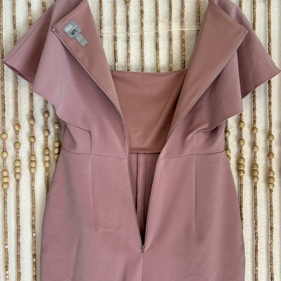 ASOS Pink Short Sleeve Midi Square Neck Cocktail Professional Contemporary Dress - Picture 5 of 8